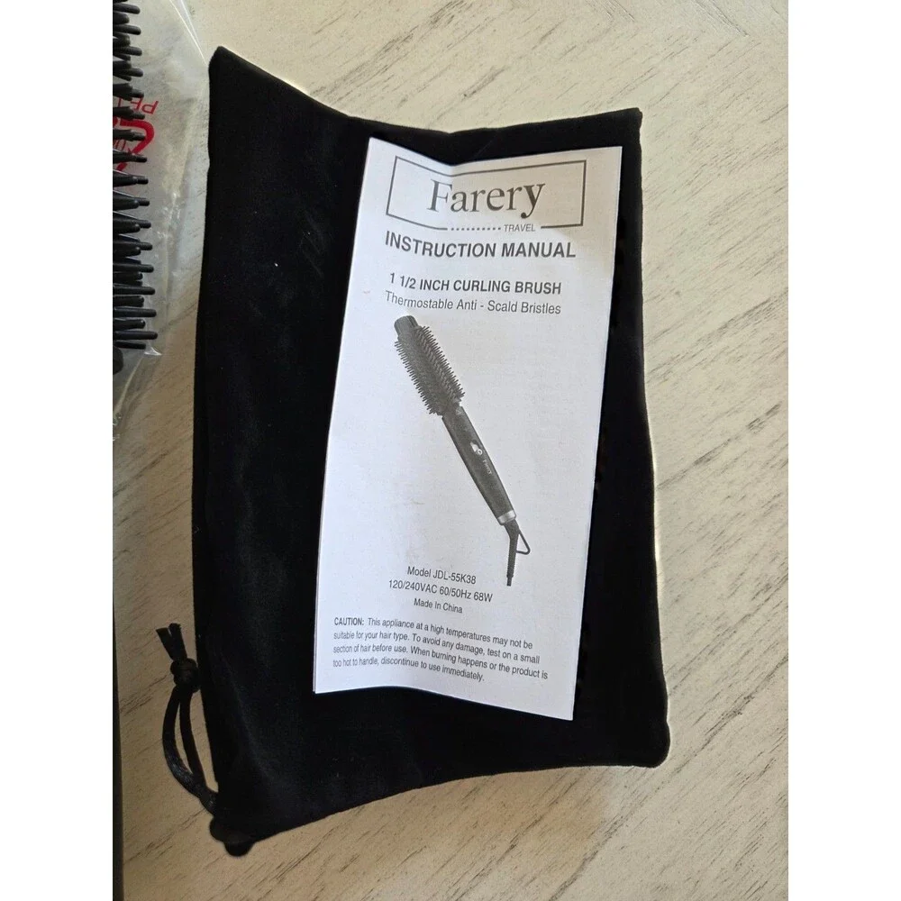 Farery 1.5 Inch Curling Iron Brush, Heated Round Brush for Loose Bouncy Curls